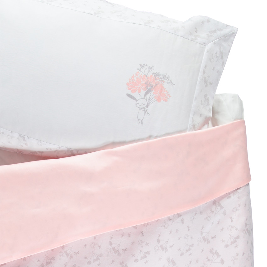 Parure de lit avec housse de couette et taie d'oreiller Le jardin de Lila 