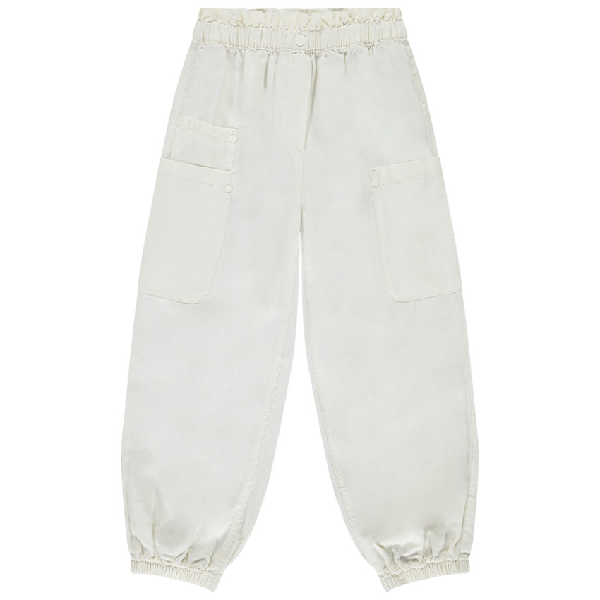 Pantalon ballon esprit cargo en toile unie pour fille 