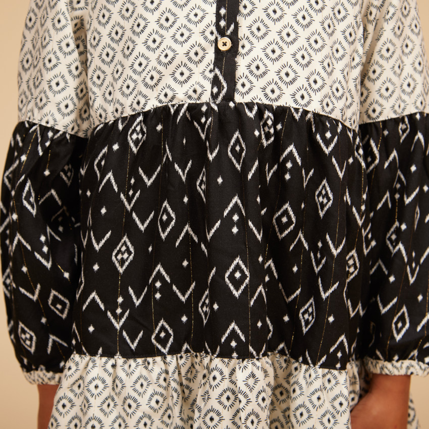Lange mouwen jurk met ikat print voor meisjes 