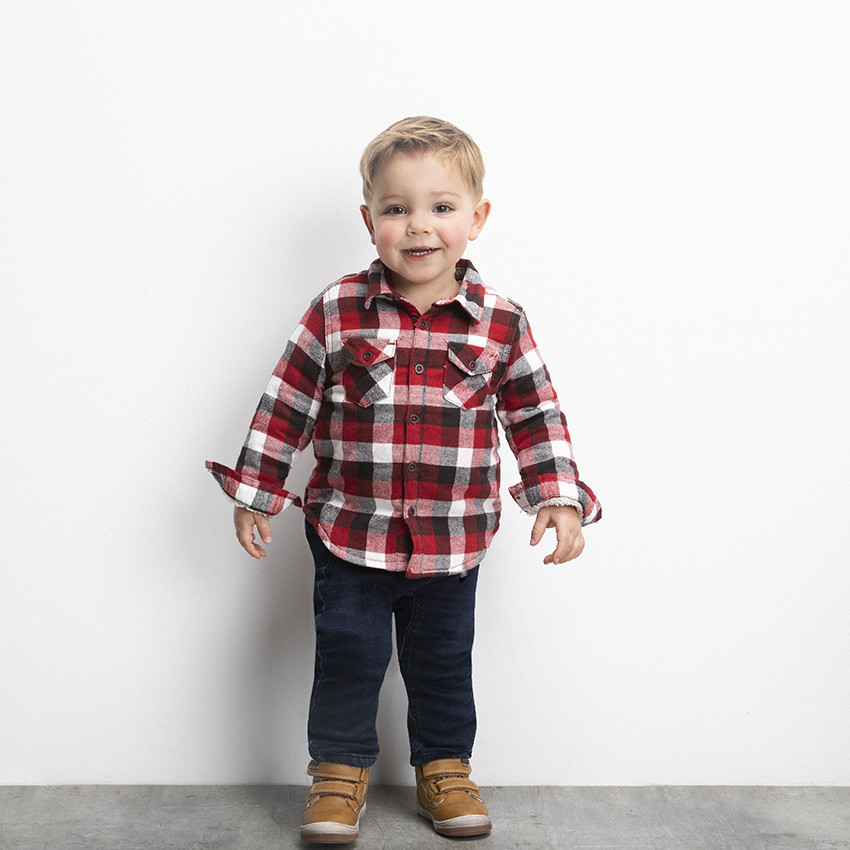 Surchemise à carreaux en flanelle doublée sherpa pour bébé garçon 
