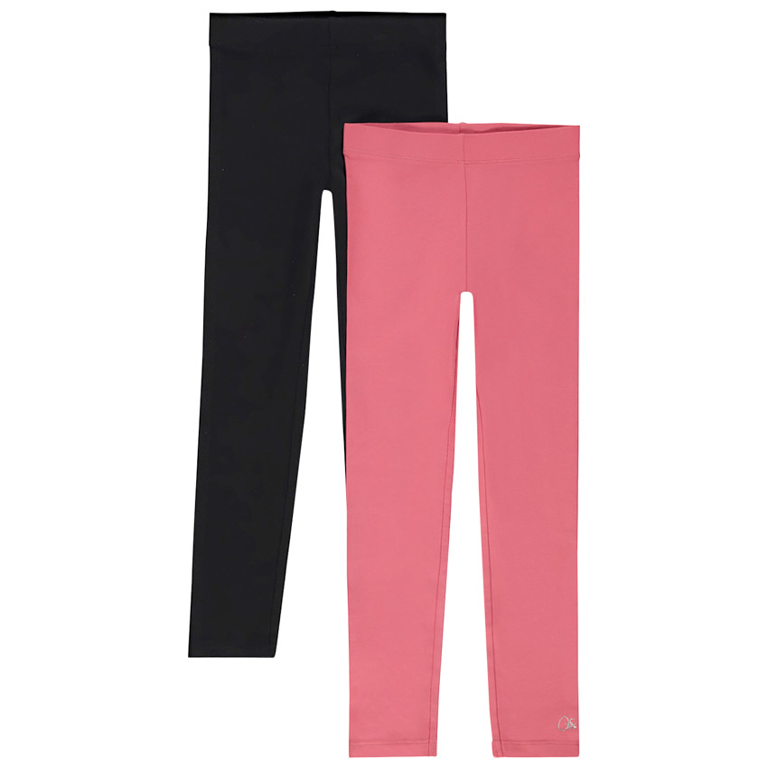 Lot de 2 leggings unis avec foil print fille 