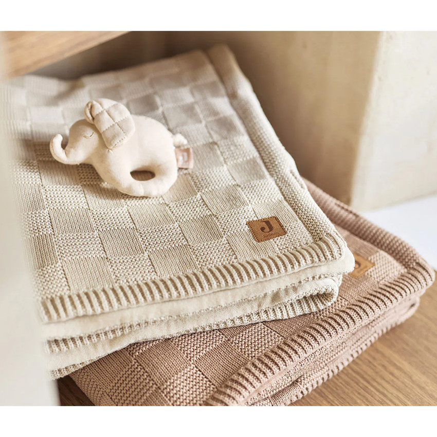 Couverture lit bébé Box Knit - Sable chaud/Velvet -100x150 cm 