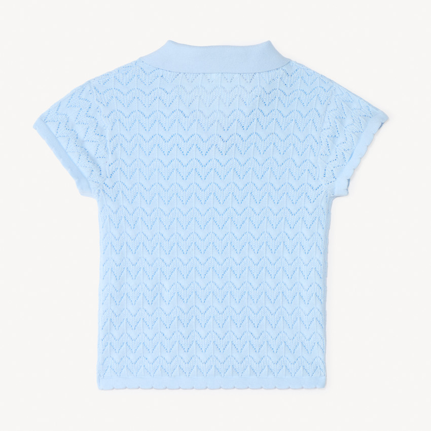 Trui met korte mouwen van gebreide opengewerkte stof voor meisjes 