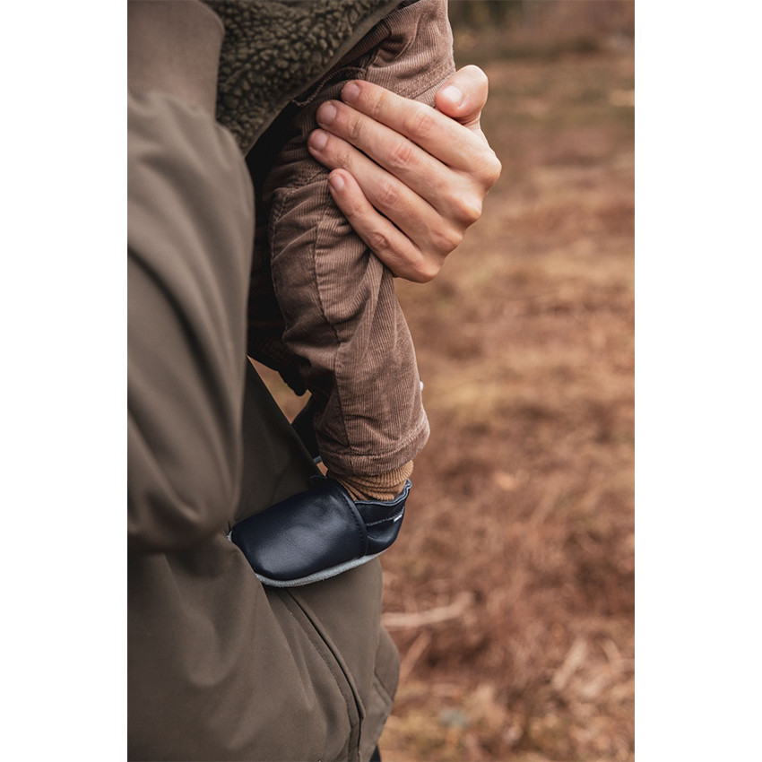 Chaussons souples 3-6M en cuir Babysoft Marine 