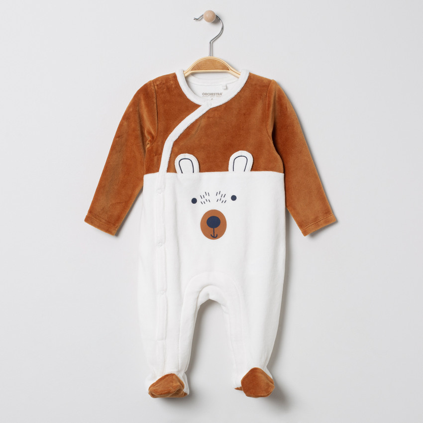 Pyjama in fluweel tweekleurig patroon beer 