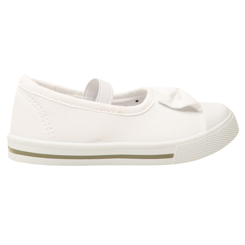 Meisjespantoffels van stof met strik en elastische band 