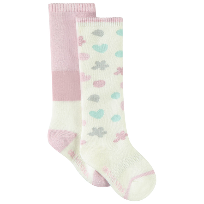 Lot de 2 paires de chaussettes hautes de ski pour fille 