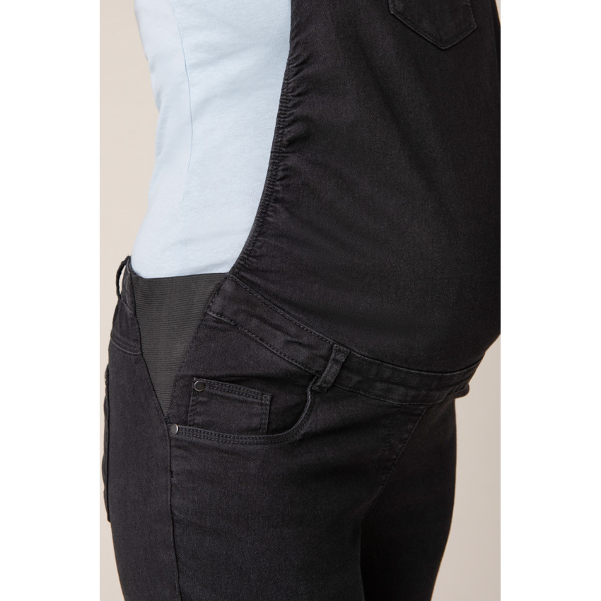 Salopette de grossesse en jean noir coupe slim 