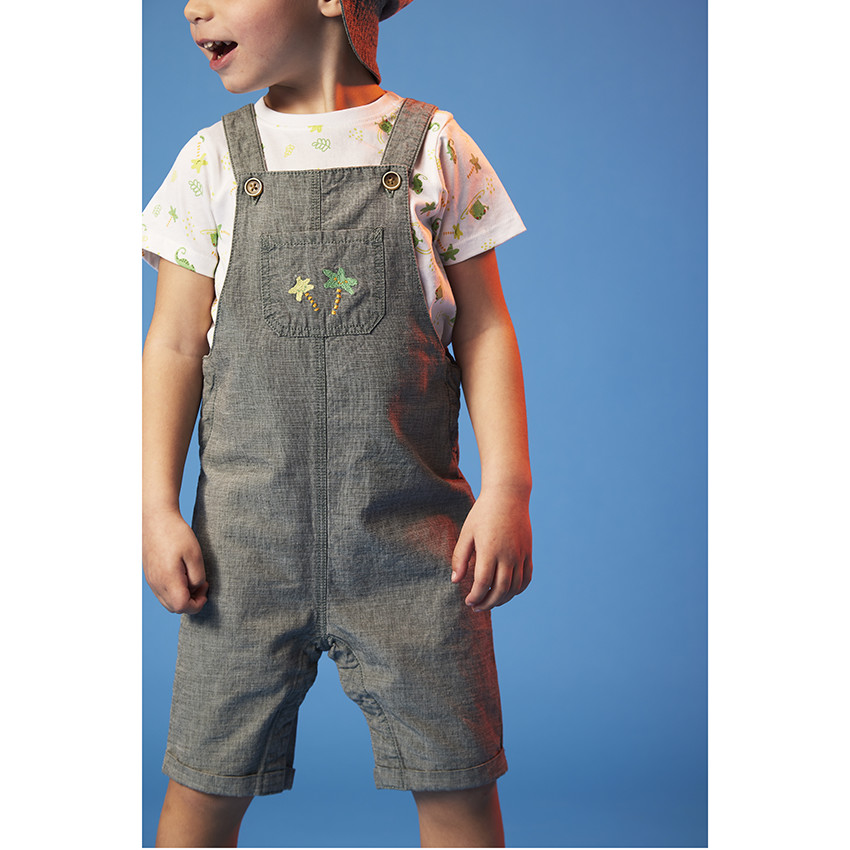 Korte salopette met palmborduren voor babyjongen 