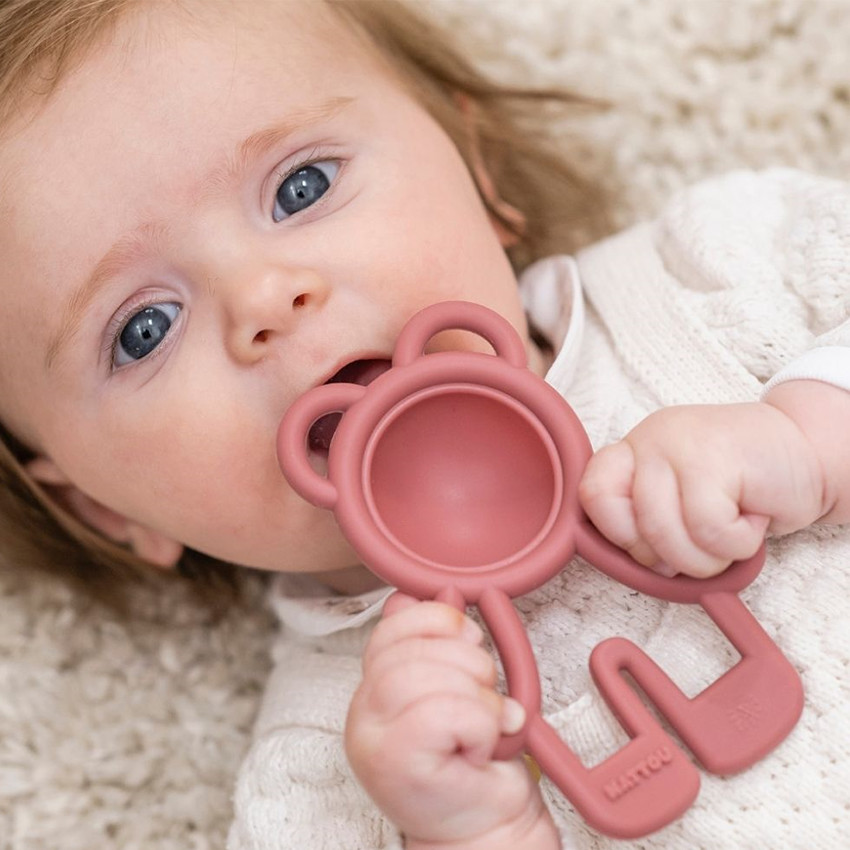 Anneau de dentition en silicone Pop-it - Framboise 