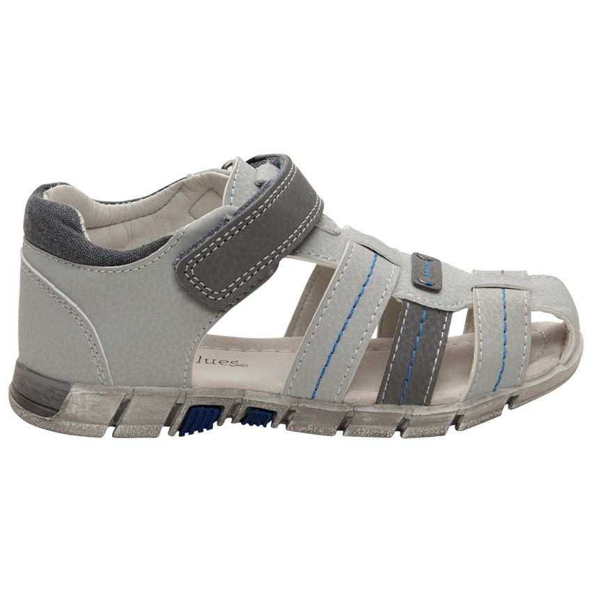 Nu-pieds contrastés à scratch et surpiqûres contrastées 