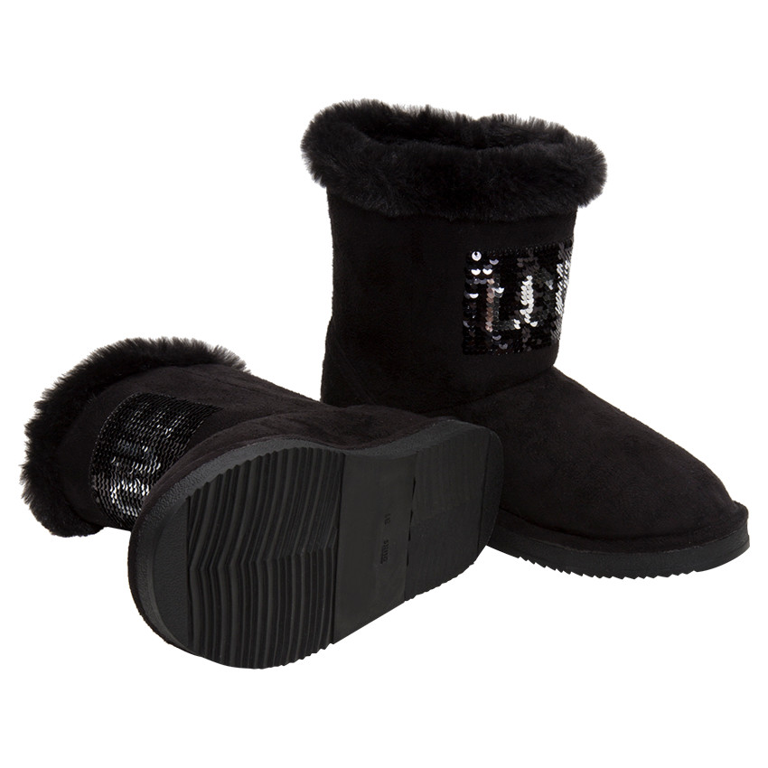1/2 Bottes effet suédine avec messages en sequins magiques du 28 au 35 