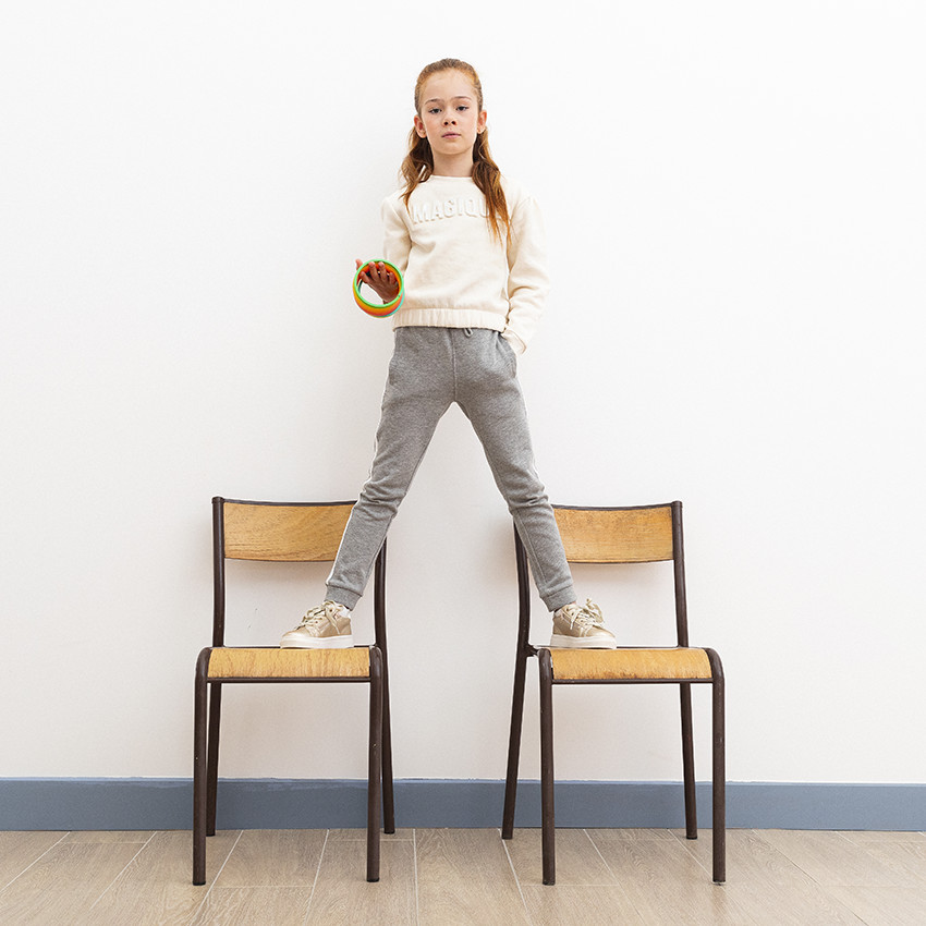 Sweat en molleton gratté avec print embossed à paillettes pour fille 