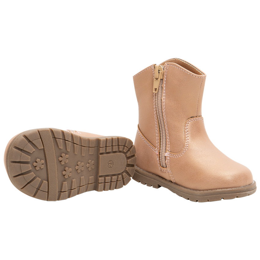 Halfhoge laarsjes met ledereffect en overlay met hartjes van maat 20 tot 23 