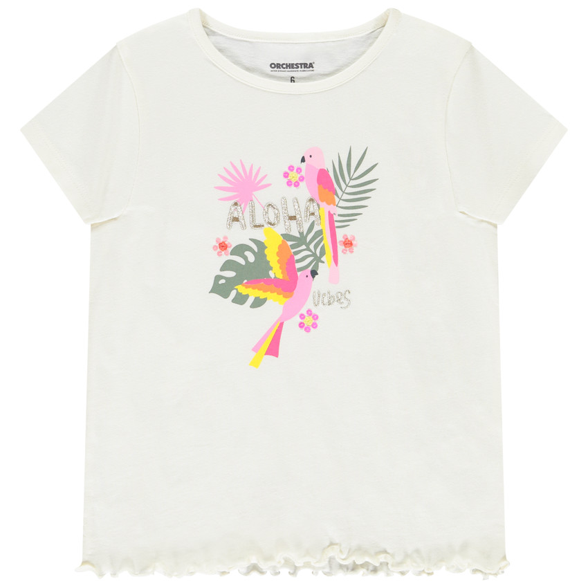 T-shirt manches courtes fantaisie tropical pour fille 