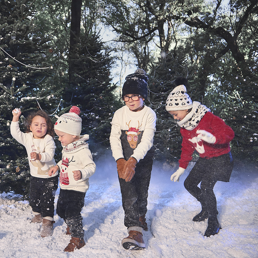 Pull en tricot pelucheux renne de Noël pour fille 