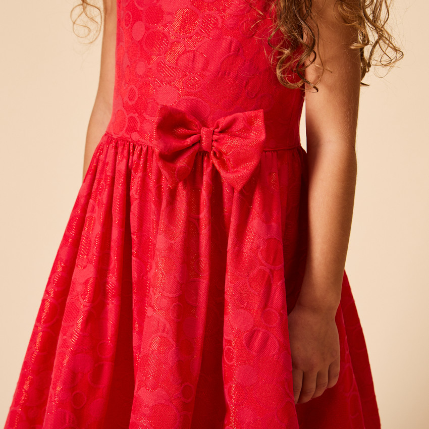 Mouwloze feestjurk met iriserende jacquardmotieven voor meisjes 