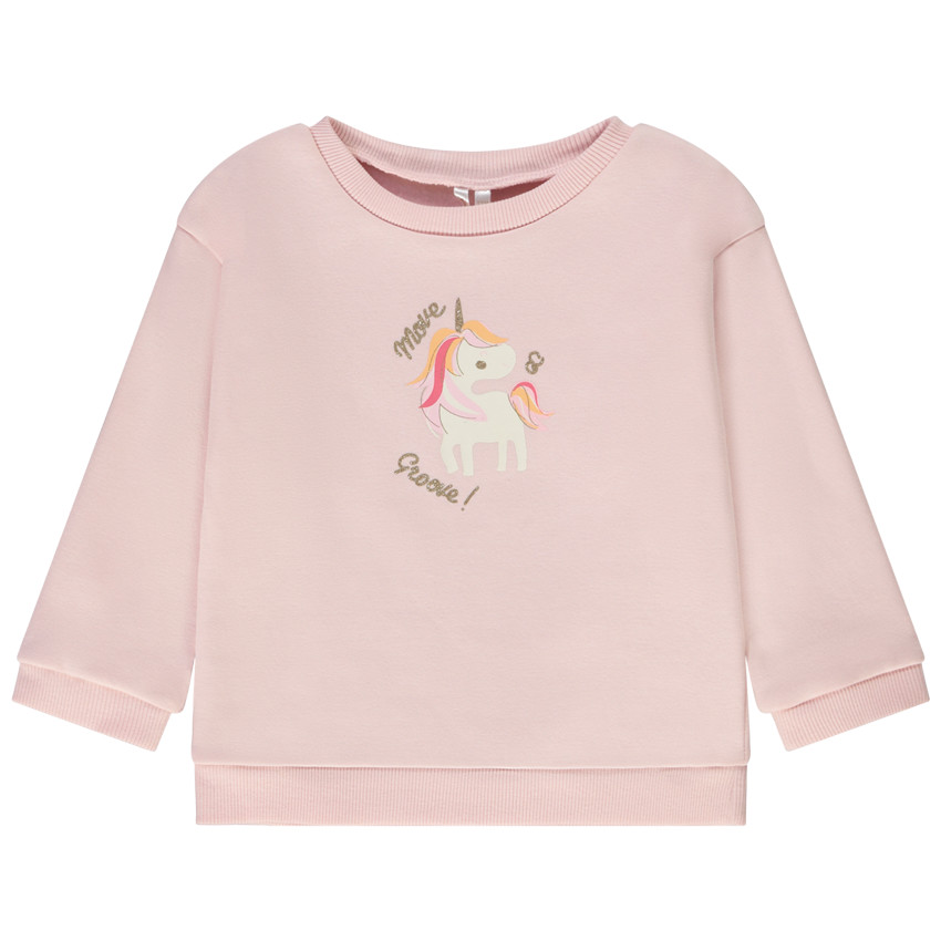 Oversize sweatshirt fleece fantasieprint voor baby meisje 