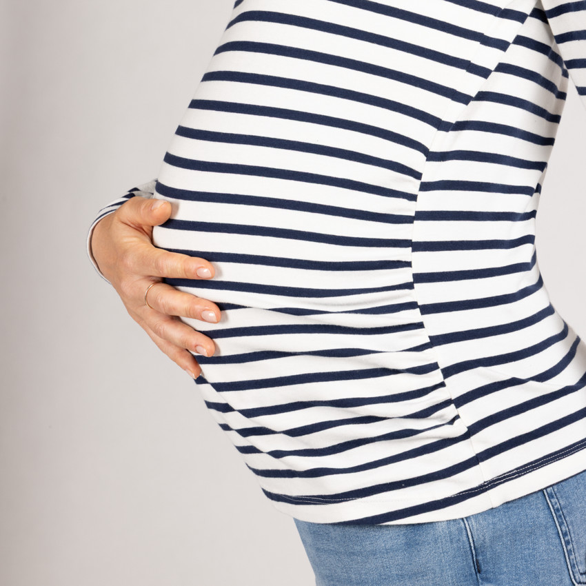 T-shirt manches longues de grossesse à rayures 
