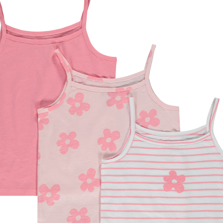 Lot de 3 débardeurs fantaisie en jersey slub pour fille 