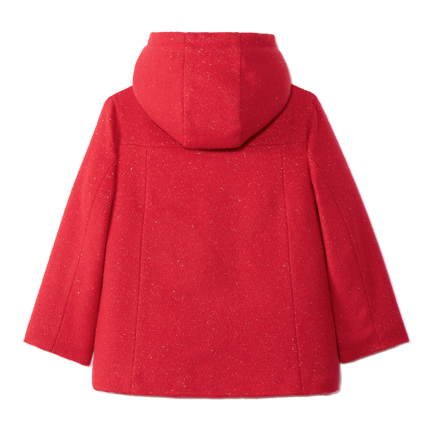 Manteau drap de laine en lurex rouge doublé sherpa pour fille  
