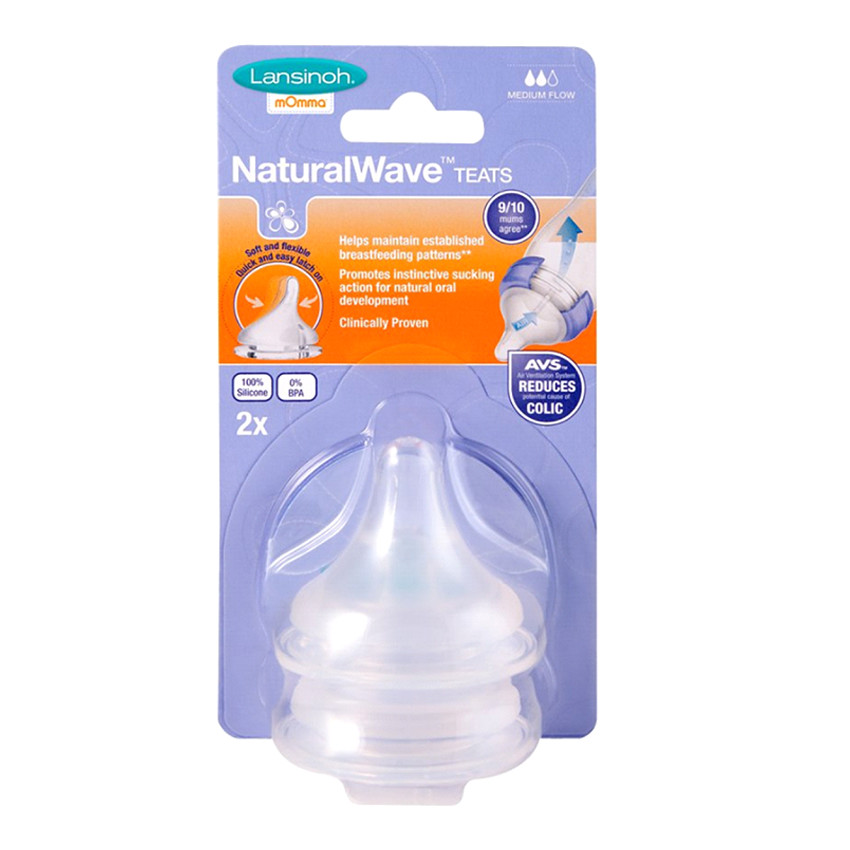 Tétine silicone NaturalWave Débit Moyen - 2 pièces 