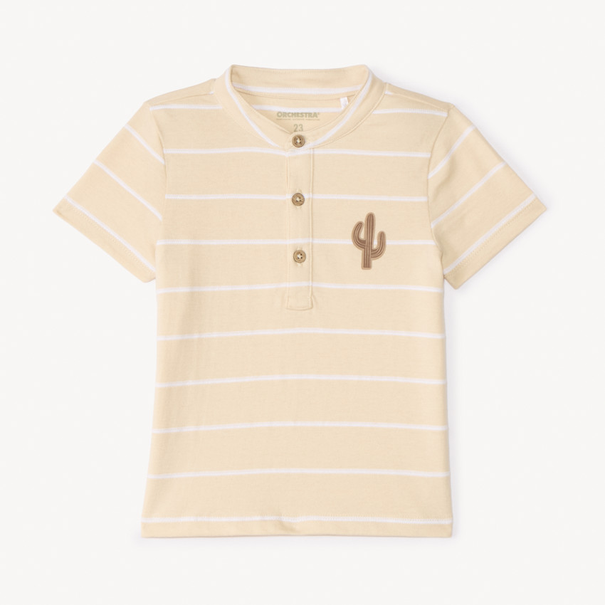 Polo manches courtes rayé patch cactus pour bébé garçon 