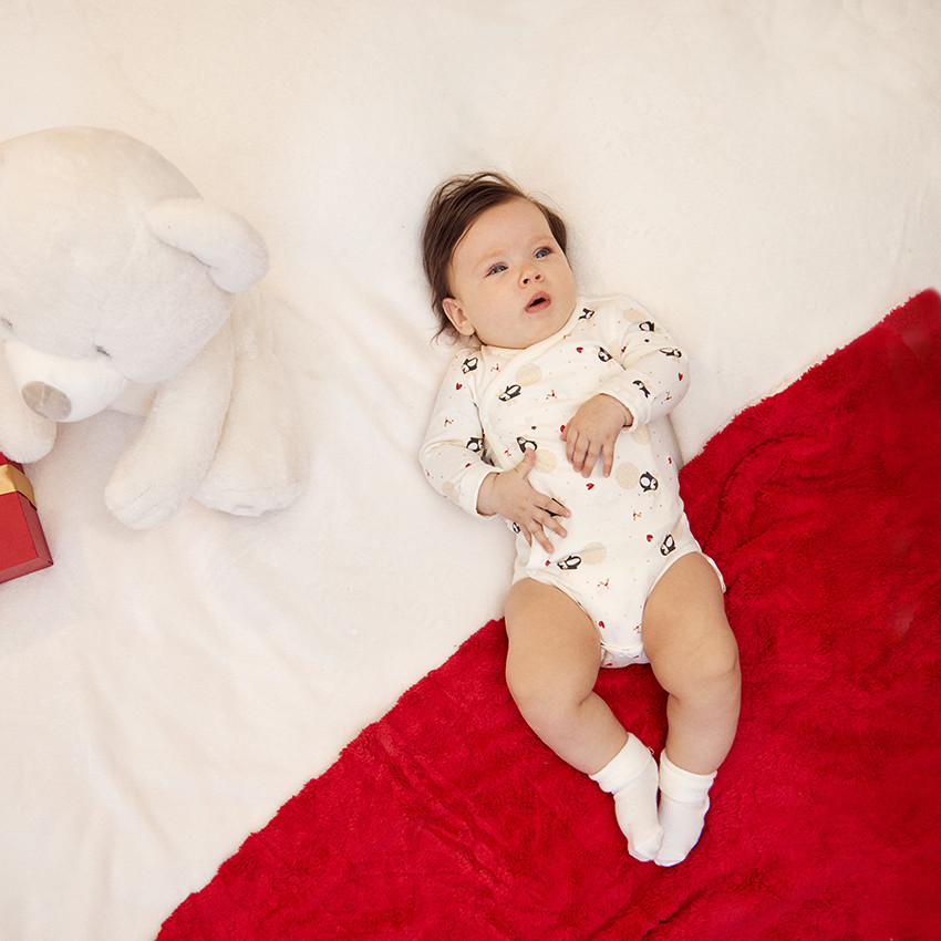 Set van 2 bodies in jersey met pinguïnprint voor meisjes 