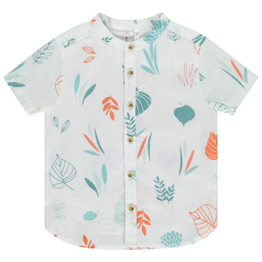 Overhemd korte mouwen met bladerenprint voor baby jongen 