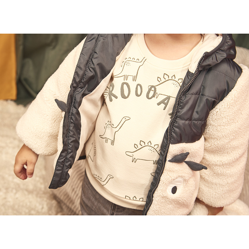 Sweatshirt in fleece met dinosaurussen voor babyjongen 