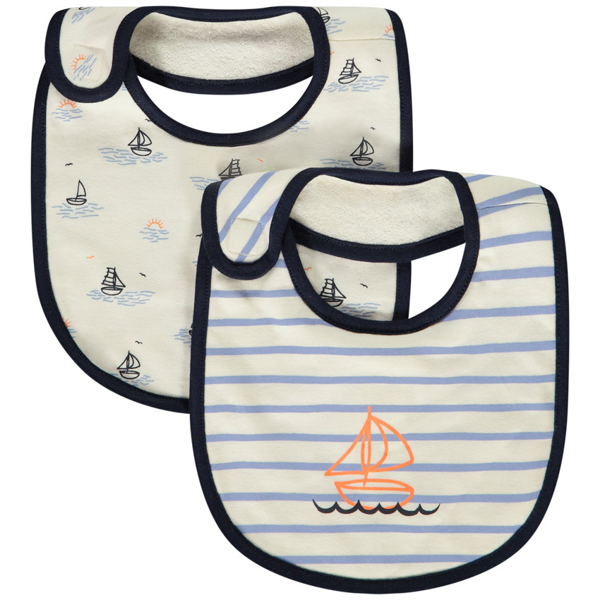 Lot de 2 bavoirs motifs bateau pour bébé garçon 