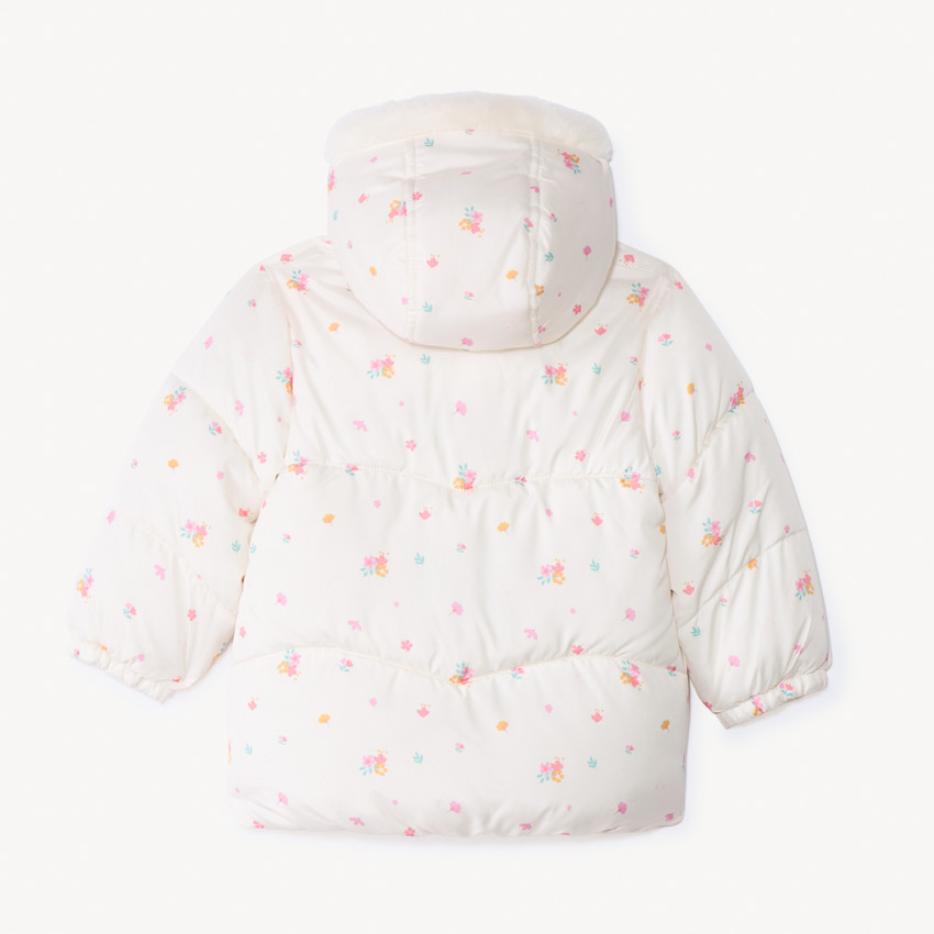 Doudoune imprimée fleurs et doublé sherpa pour bébé fille  