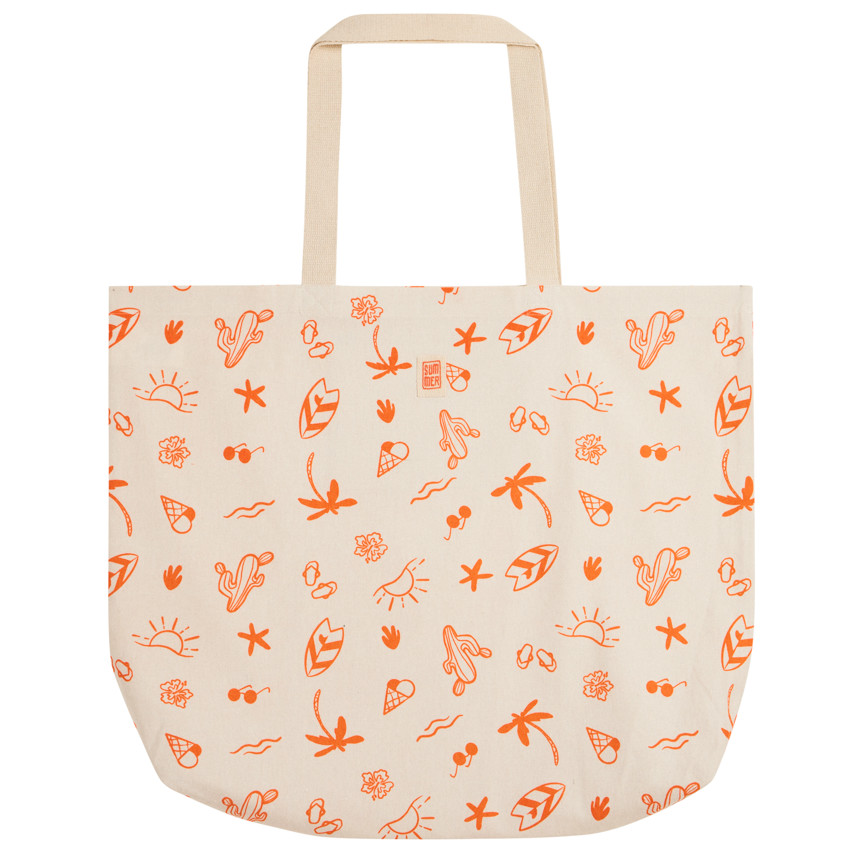 Strandtas met fantasieprint van 51% gerecycleerd katoen 