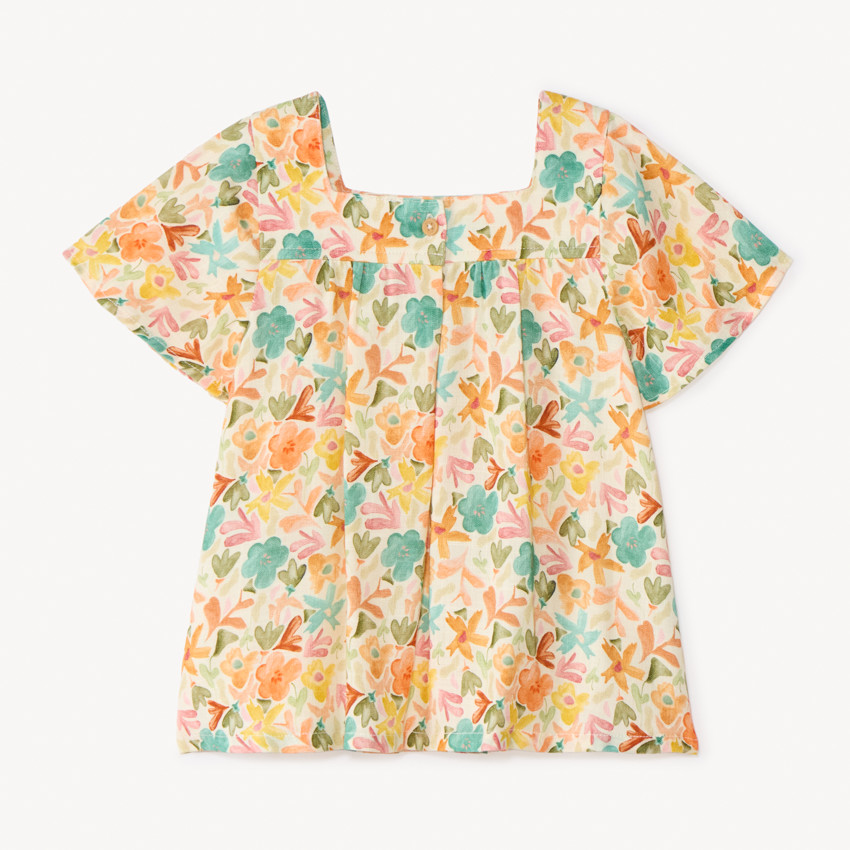 Tuniek met korte mouwen en bloemenprint voor babymeisjes 