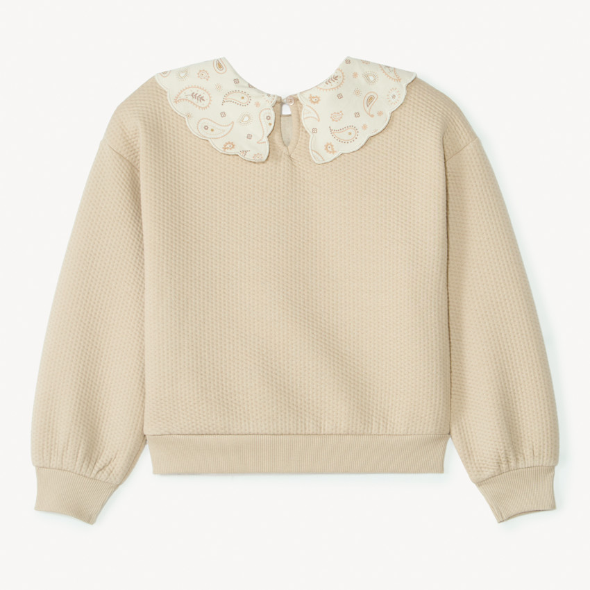 Fleece sweatshirt met kraag in paisleypatroon voor meisjes 