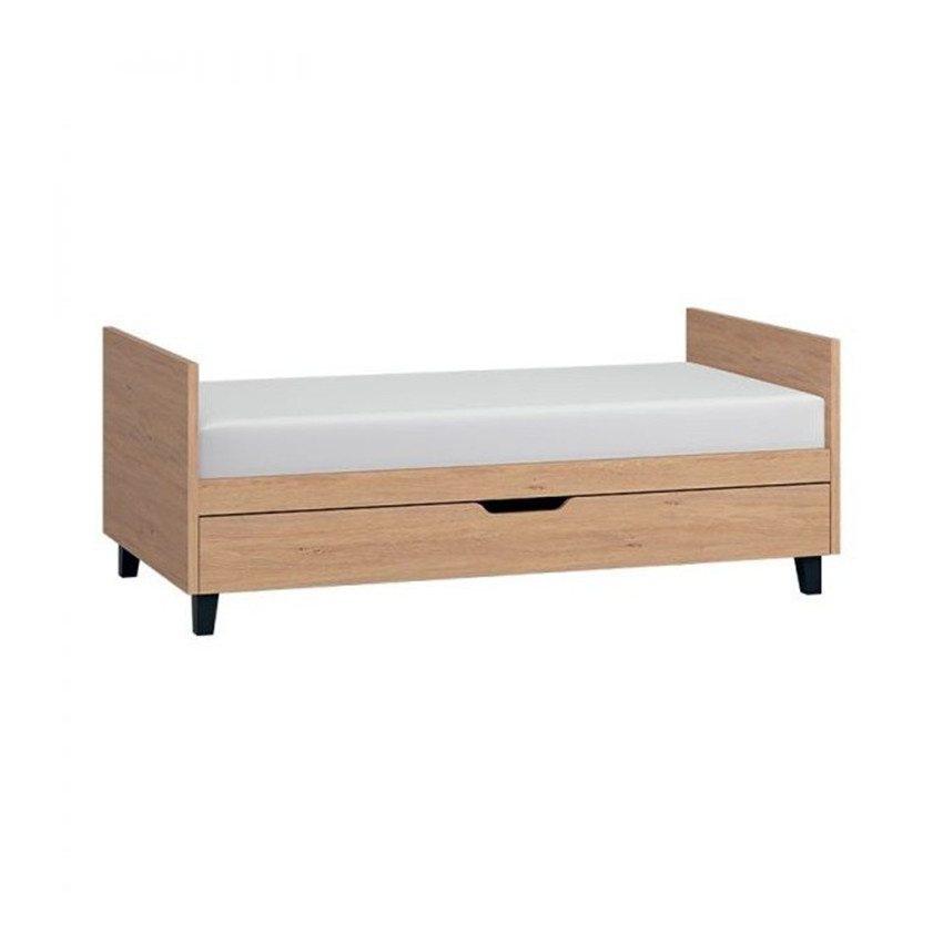 Lit Simple 70 x 140 cm - Bois / Noir 