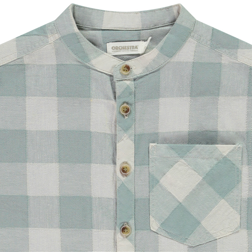 Chemise manches courtes à carreaux col mao pour garçon 
