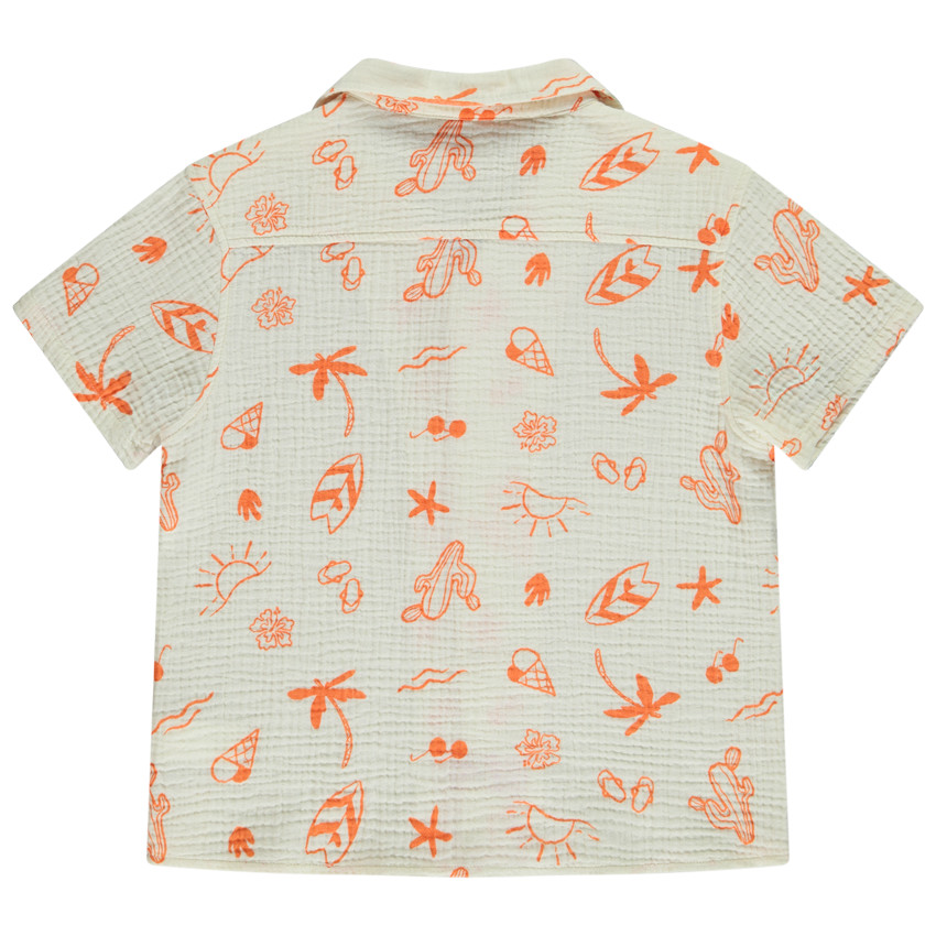 Chemise manches courtes en tetra imprimé vacances pour garçon 