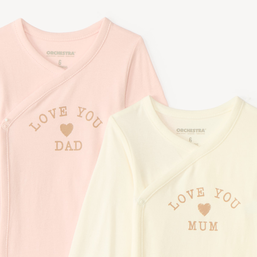 Set van 2 evoluerende lange mouw bodies voor babymeisjes 