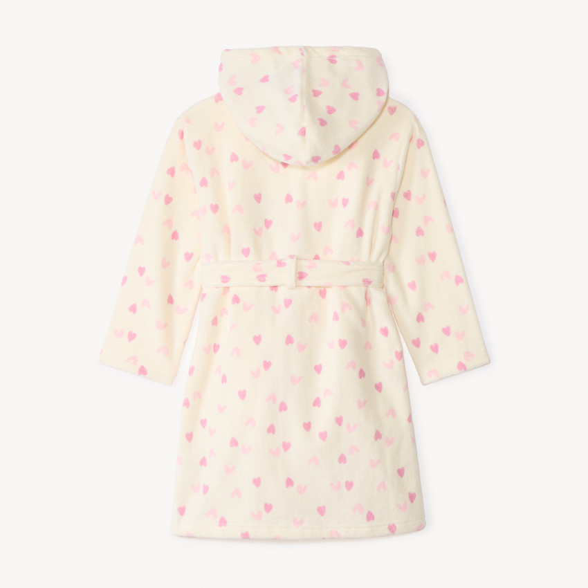 Peignoir de bain en éponge imprimé cœurs pour fille 