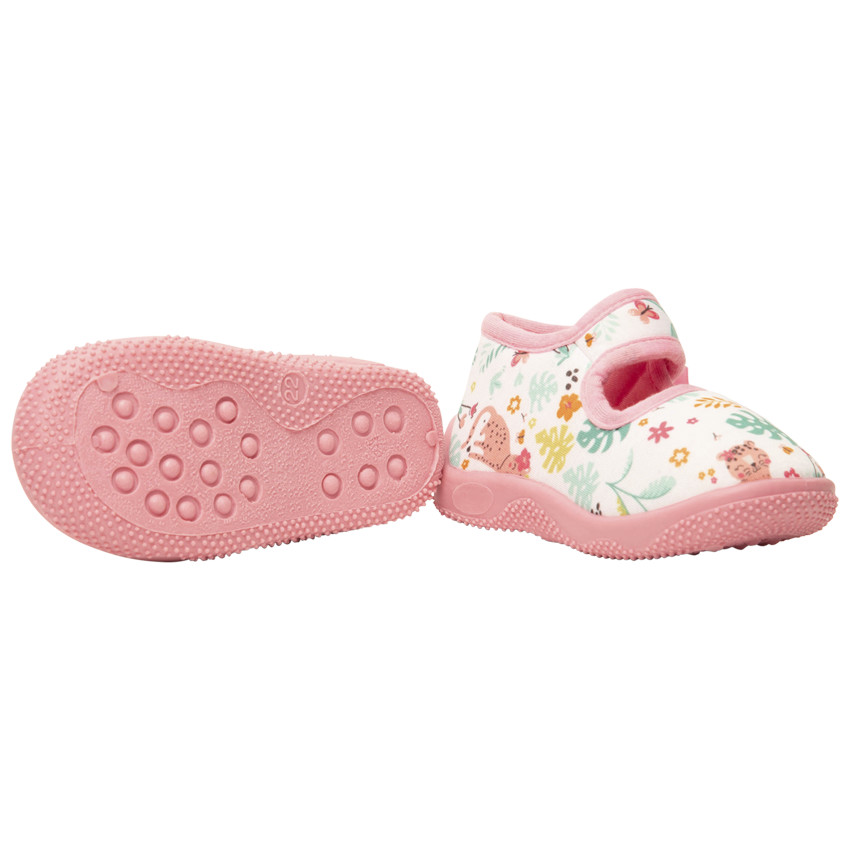 Chaussons babies à scratch imprimé jungle pour bébé fille 