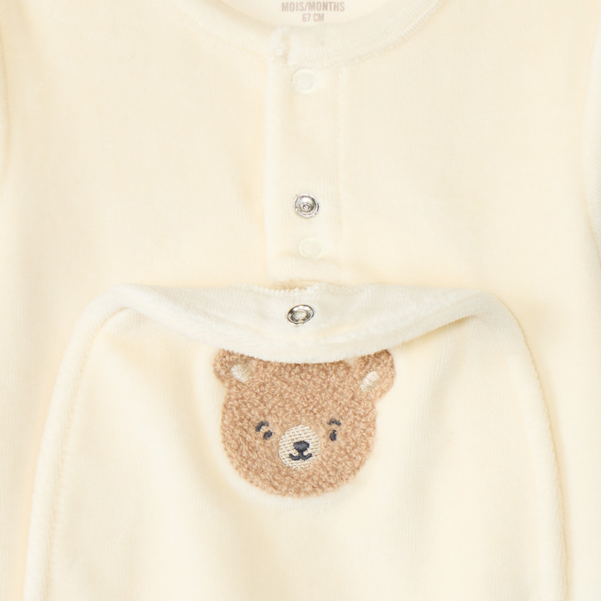 Dors-bien en velours avec patch bouclettes ourson pour bébé 