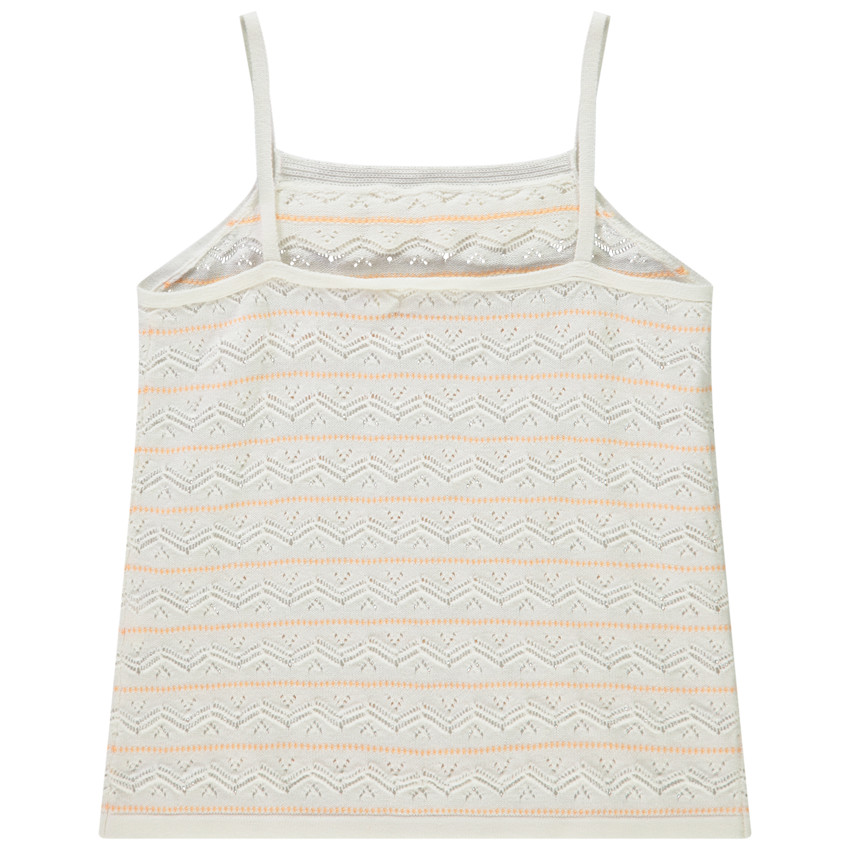 Gebreid en pointelle mesh mouwloos top met ruches voor meisjes 