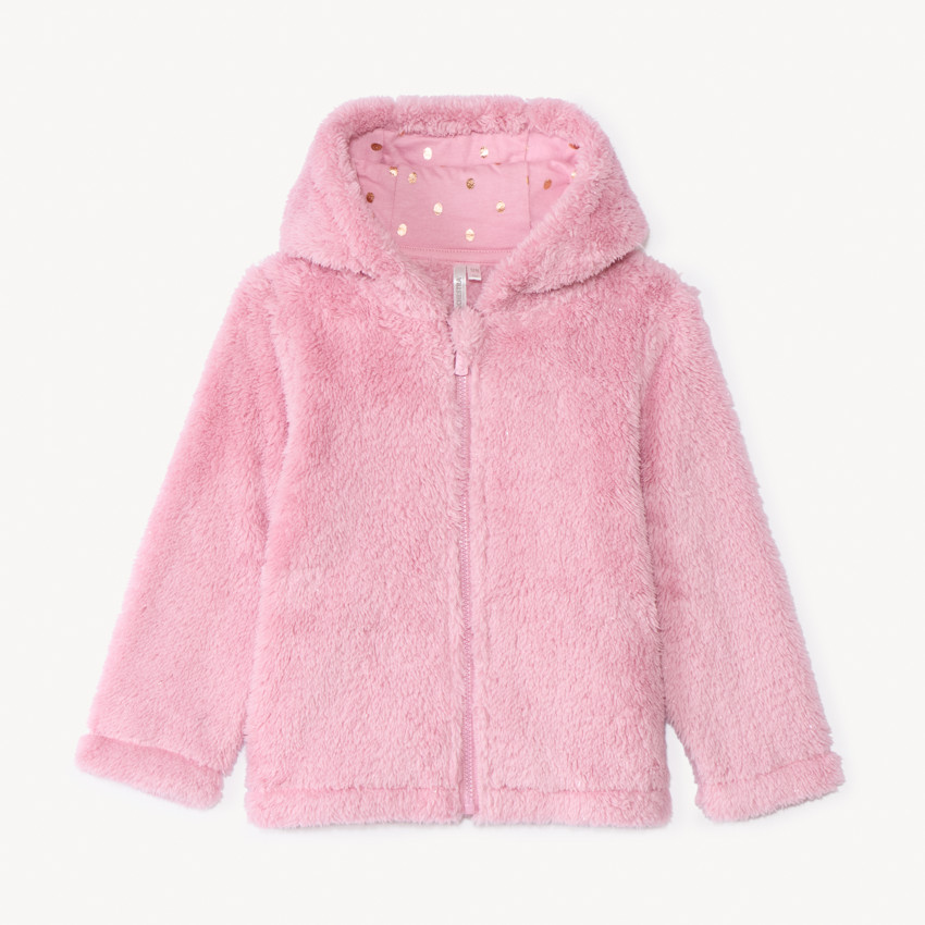 Sherpa fleecevest met kap voor babymeisje 