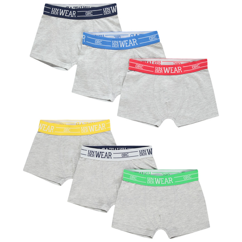 Lot de 6 boxers à taille élastiquée contrastée 