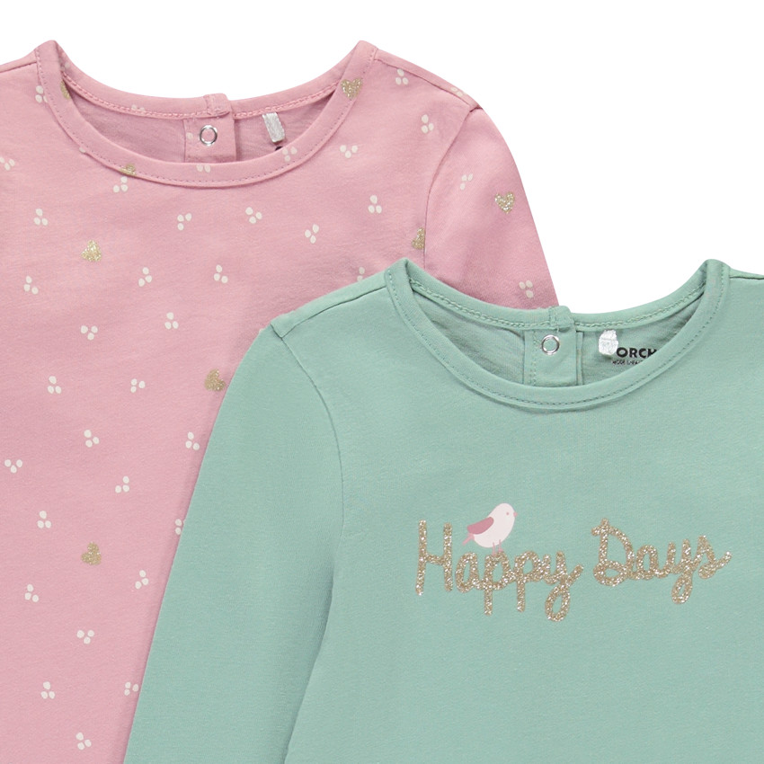 Set van 4 fantasiet-shirts met lange mouwen voor meisjes van baby 