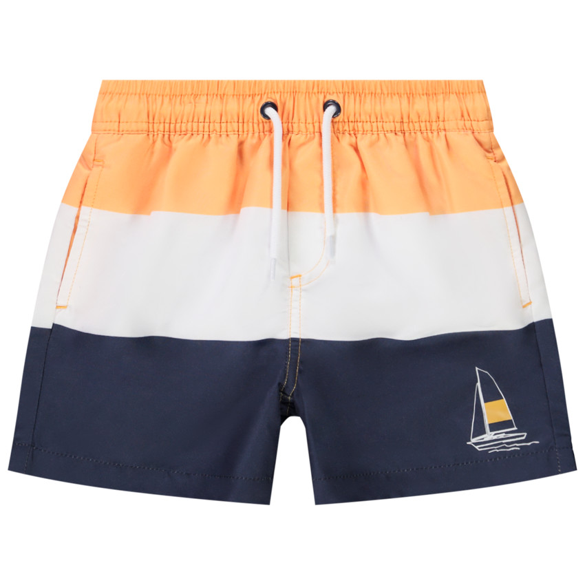 Zwembroek colour block effect print zeilboot voor jongens 