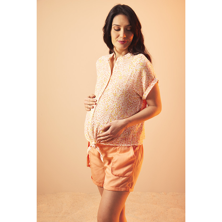 Chemise de grossesse et d'allaitement manches courtes imprimée 