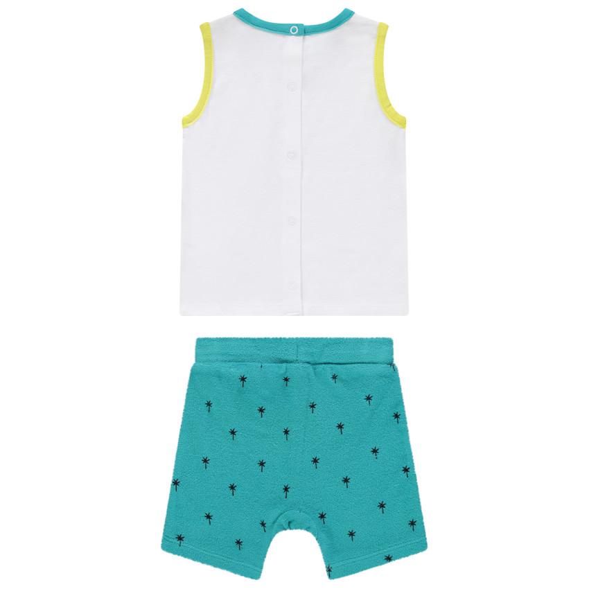 Set met dinosaurustop en badstof short 