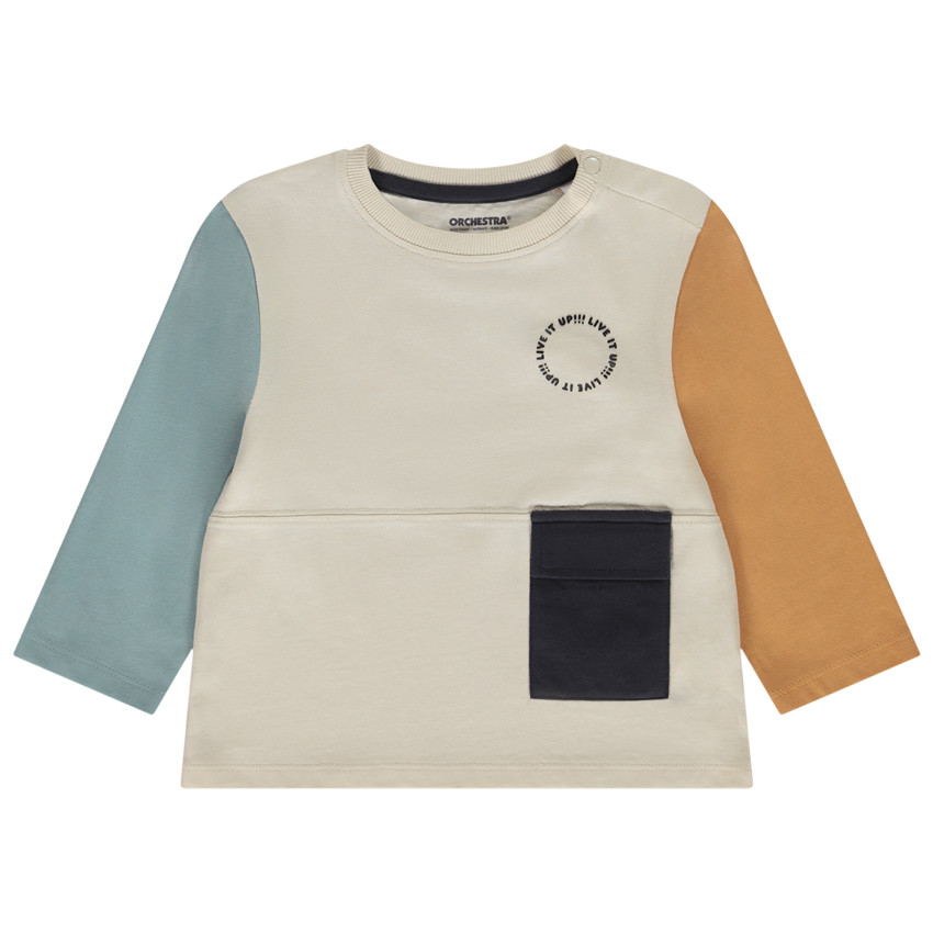 T-shirt met lange mouwen colour block effect voor baby jongen 